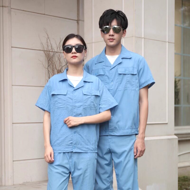 水洗棉夏季工作服轻薄透气劳保服