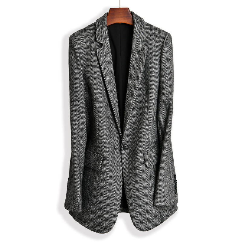 修身大牌经典日系羊毛OL外套