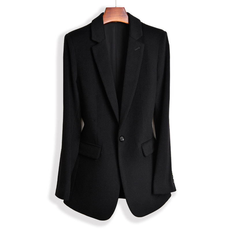 黑色毛呢西装春秋新款修身显瘦羊毛西服外套经典百搭通勤女上衣,女装/女士精品,西装,淘宝优惠券,粉丝福利购,淘宝优惠卷