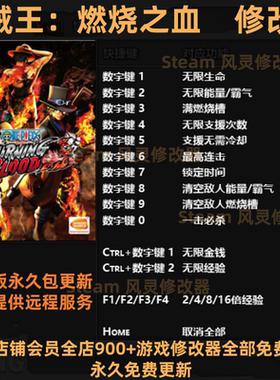 海贼王:燃烧之血修改器steam正版辅助工具不含游戏