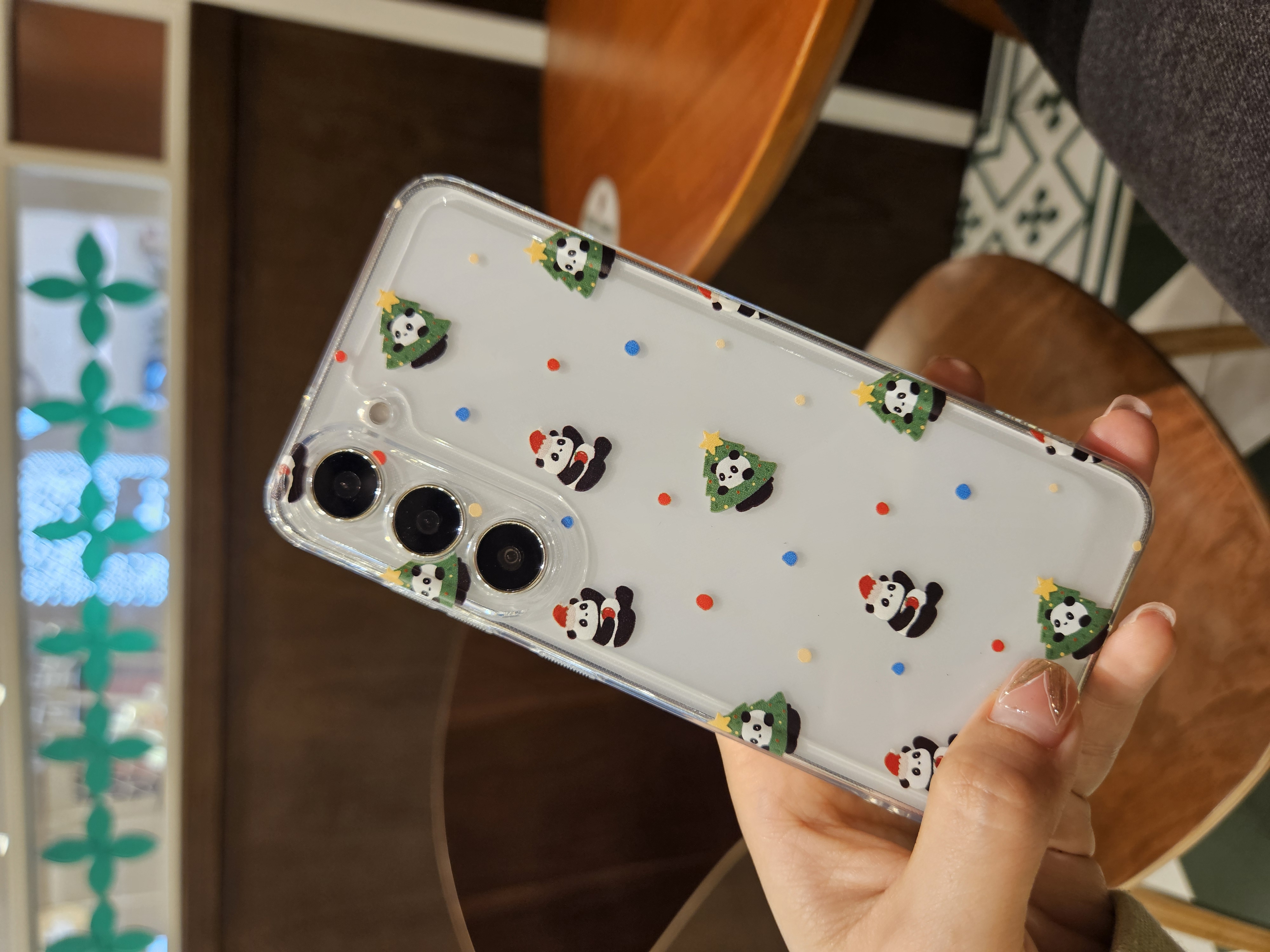 半只梨原创设计小众卡通半只梨苹果三星圣诞树熊猫 S24U小众风保护套防摔透明超薄S23手机壳