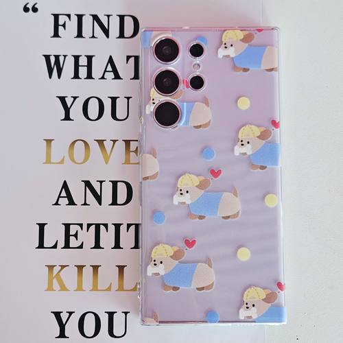 适用三星S23Ultra手机壳note20全包22+透明软S24plus日韩10+防摔保护套高级ins风小众狗狗情侣新年女款