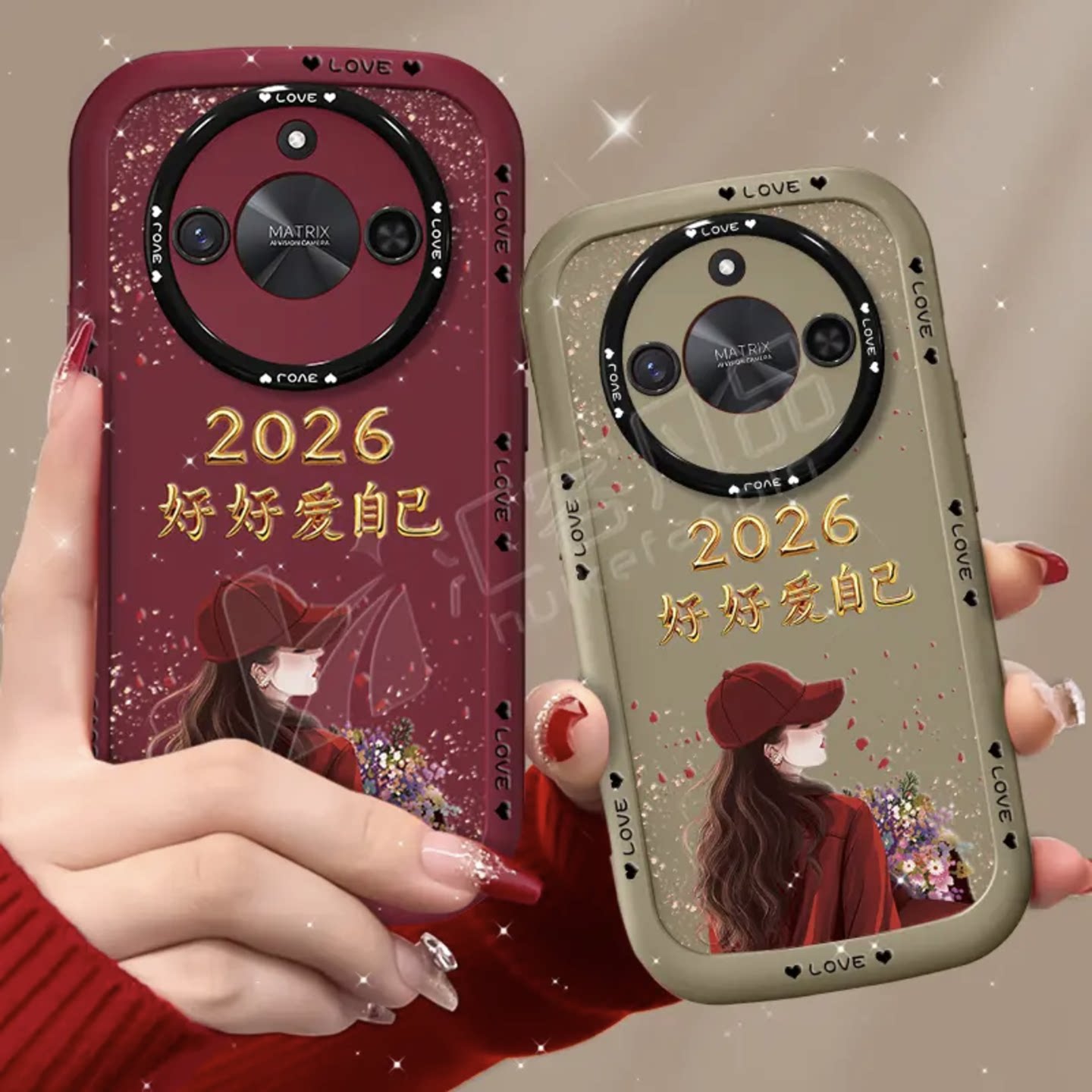 2026好好爱自己适用荣耀x50手机壳新款简约高级感荣耀x70/x60外壳网红爆款带手绳适用荣耀x70i防摔手机套女款