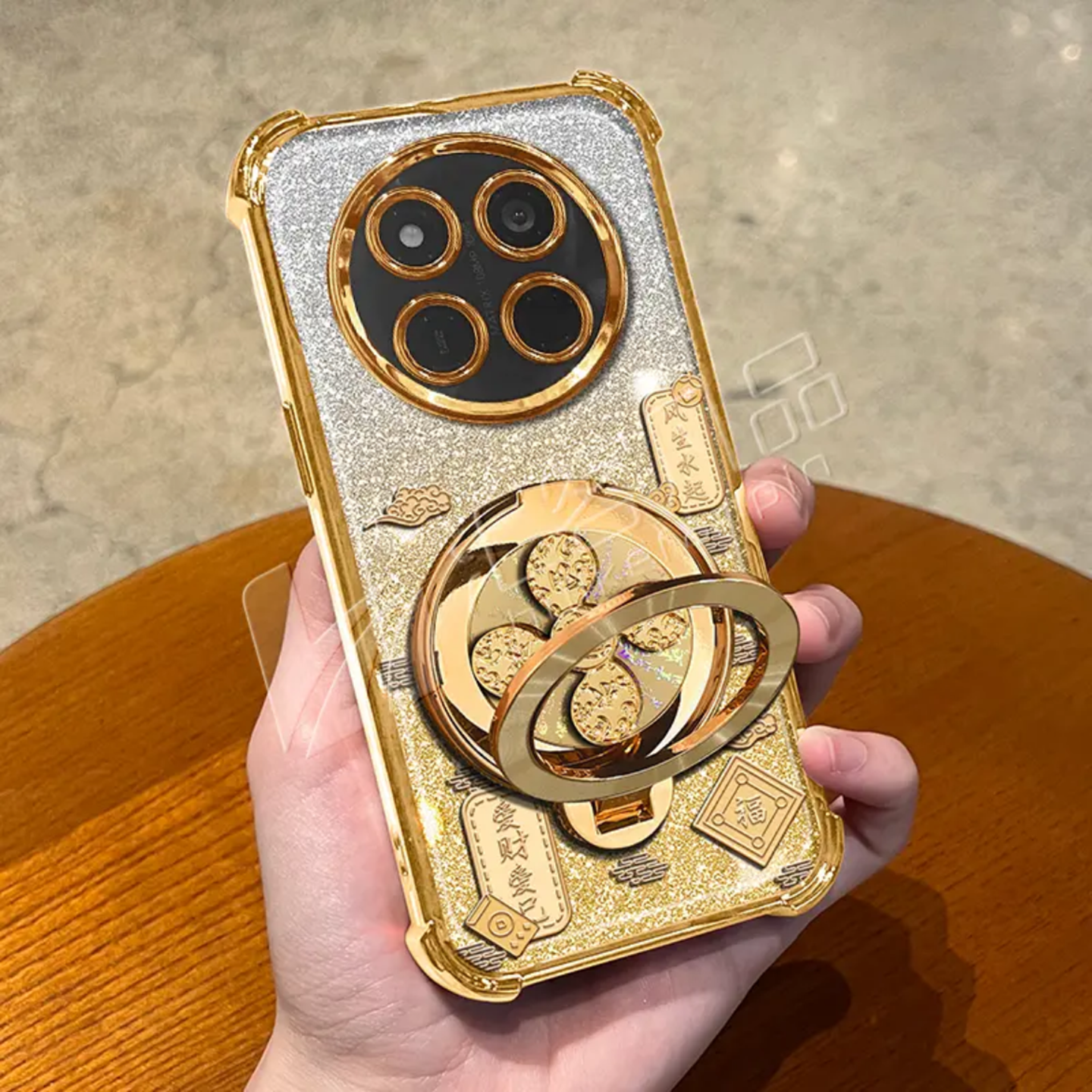 祥云风生水起电镀防摔壳适用荣耀x60Pro手机壳新款高级荣耀x50Pro外壳金色闪卡多功能支架硅胶防摔手机套女款