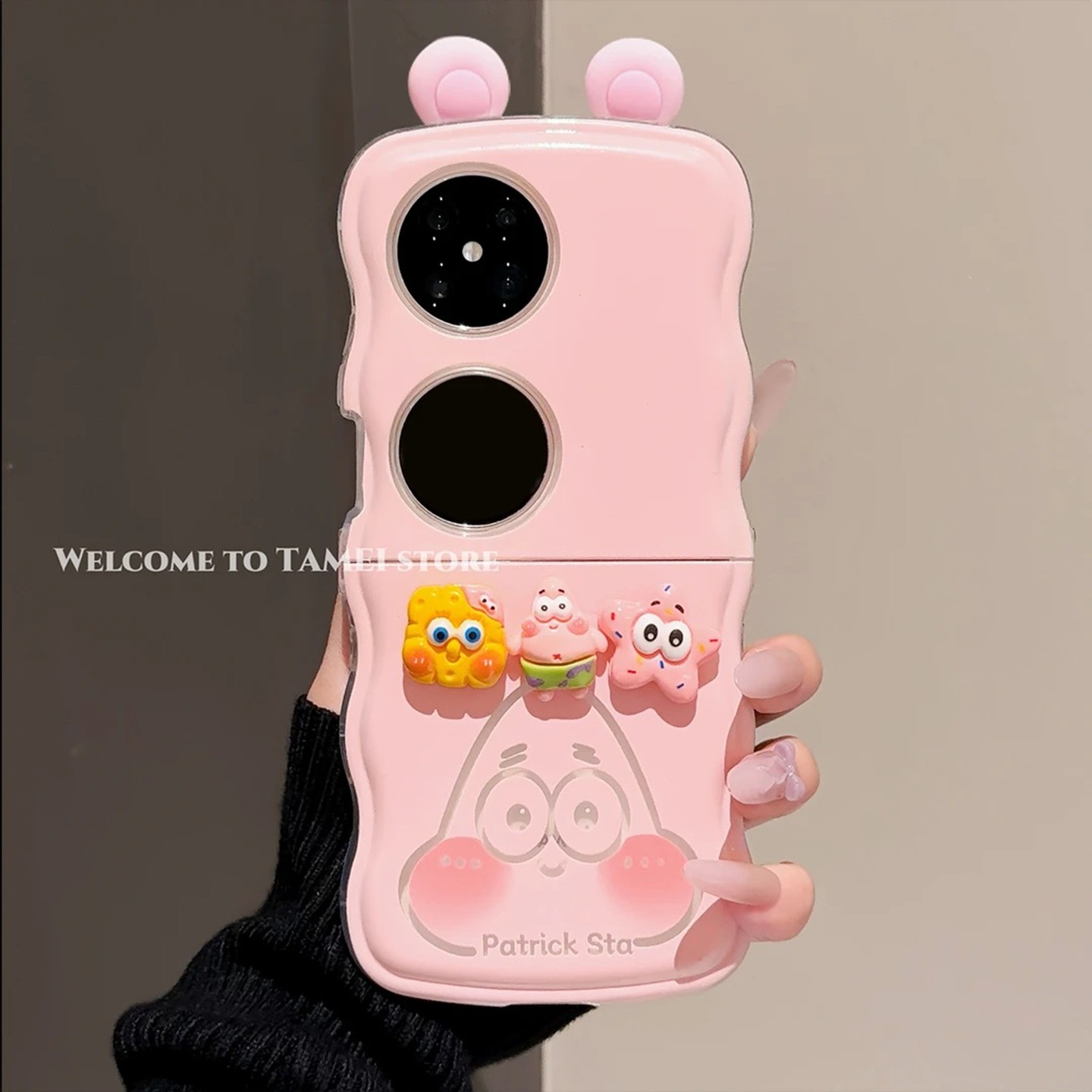 派大星波浪折叠适用华为pocket2手机壳新款简约高级感p50pocket外壳防摔硅胶带支架oppofindn3flip手机套女款