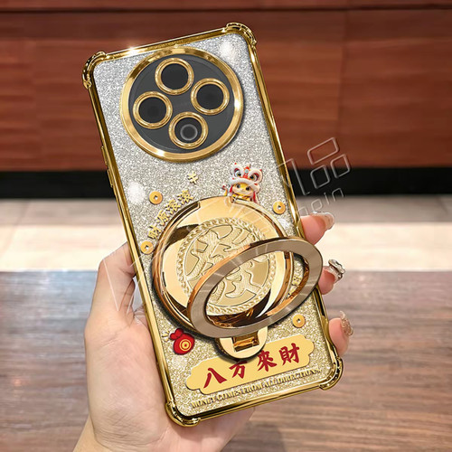 马年八方来财适用vivoy500手机壳新款高级电镀四角防摔y500i外壳防摔渐变金色旋转支架防摔y600Pro保护套女款