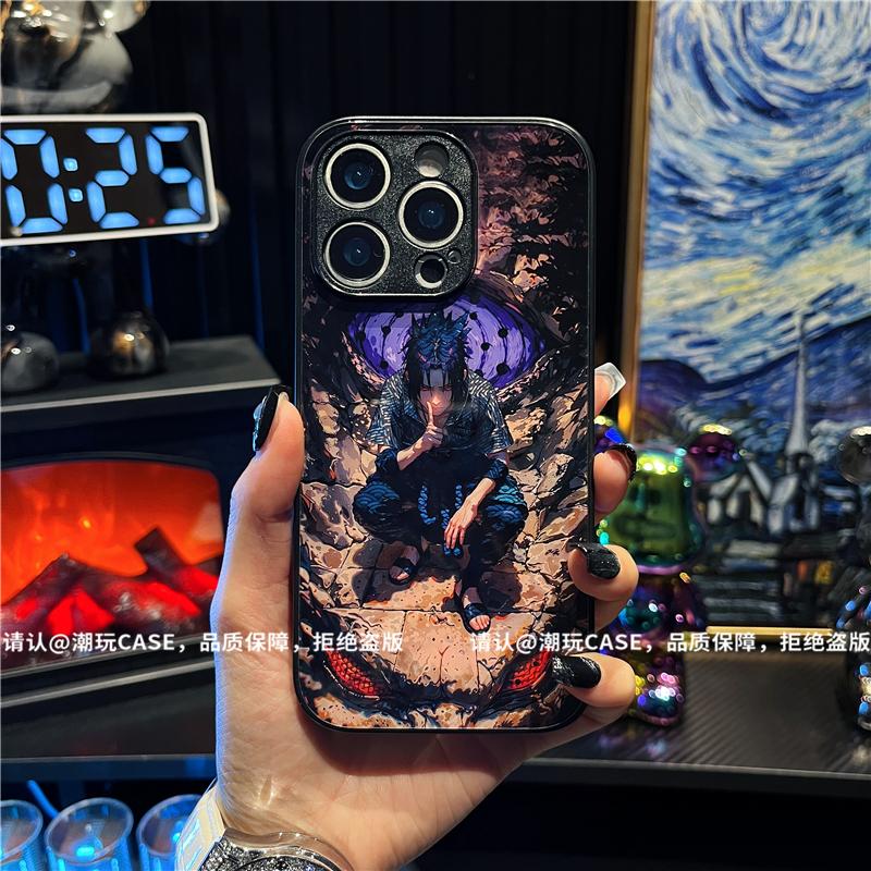 电镀烫金玻璃壳适用苹果16promax手机壳新款高颜值iPhone16/15/14外壳动漫佐助华为荣耀/OPPO/vivo保护壳男款