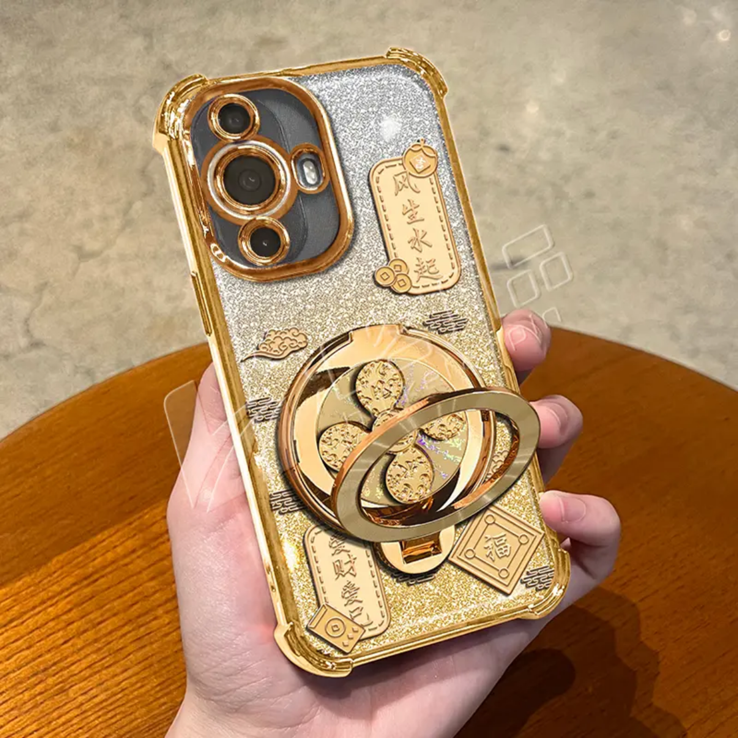 祥云风生水起电镀防摔壳适用华为nova11手机壳新款高级nova14外壳金色闪卡多功能支架华为nova15手机套女款