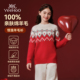 红色毛衣2026新款 英氏100%羊毛女童羊毛衫 加厚新年拜年服 新年