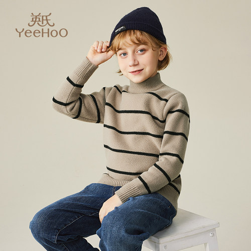 英氏男童高领儿童加厚毛衣女童