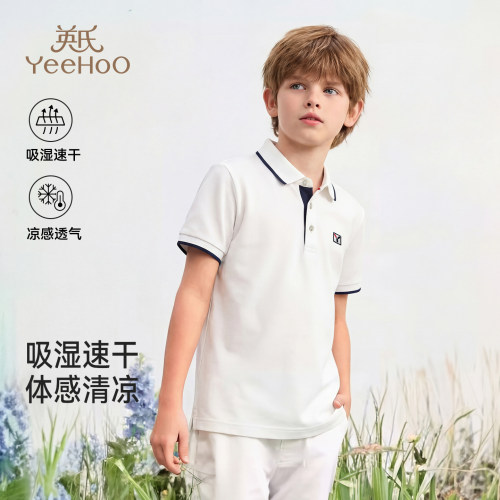 英氏学院短袖凉感抑菌男童POLO衫
