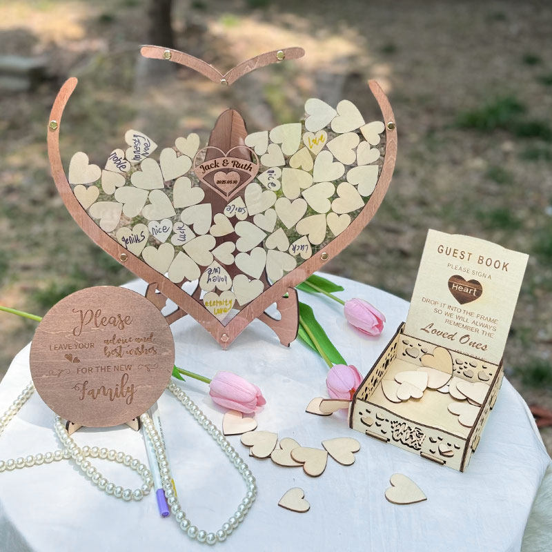 心意浓西式婚礼爱心签名册创意宾客活动签名签到框留言簿结婚摆件