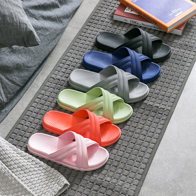 夏季新品浴室拖鞋女家居鞋室内防滑交叉带客栈浴场酒店情侣凉拖男