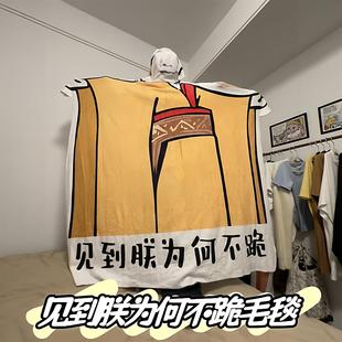 见到朕为何不跪毛毯宿舍椅子毯子皇帝龙图异型搞怪午睡毯子送朋友