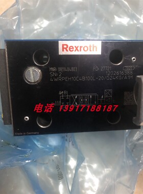 力士乐比例阀4WRPEH10C4B100L-20/G24K0/A1M 0811404803德国品牌