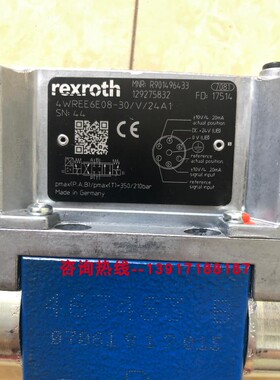 4WREE6E08-30/V/24A1 R901496433力士乐比例阀德国工业配件原装