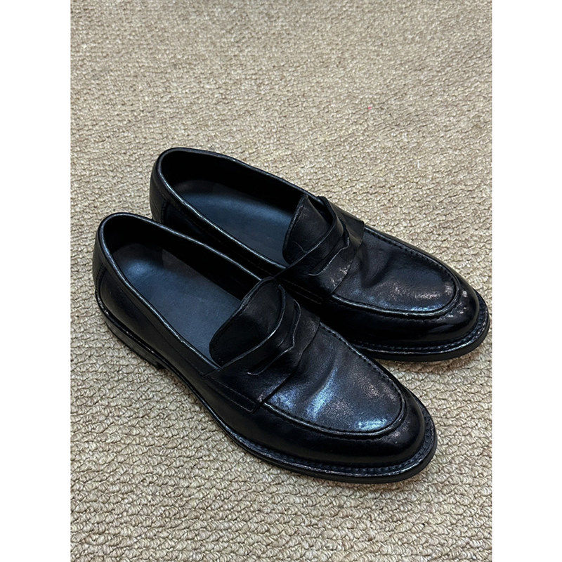 NO LOGO【首发一开】夏季风增高青年一脚蹬懒人套脚乐福鞋皮鞋男