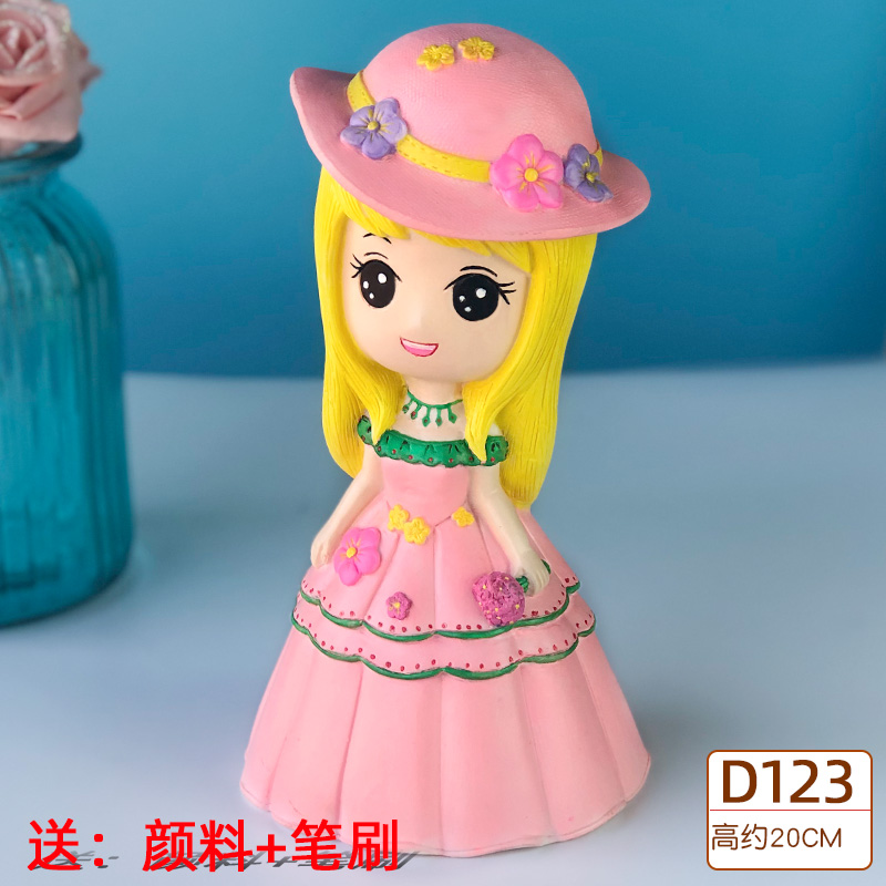 原创美人存石钱娃娃涂p色儿童手工制作diy彩绘涂鸦搪胶鱼膏罐白坯