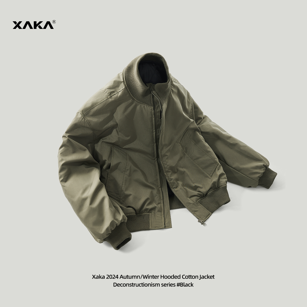 XAKA2025春秋季美式立领短款外套男新款bomber棒球服飞行员夹克潮