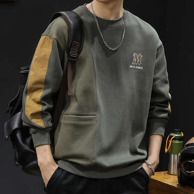 重磅美式拼接套头卫衣