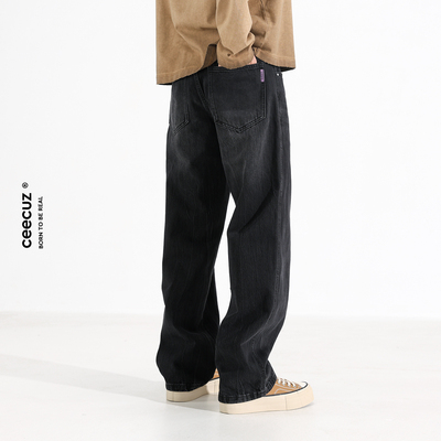直筒牛仔裤男款新款宽松阔腿裤