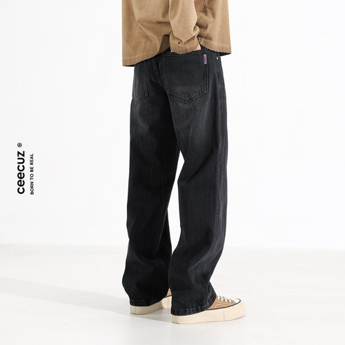 直筒牛仔裤男款新款宽松阔腿裤