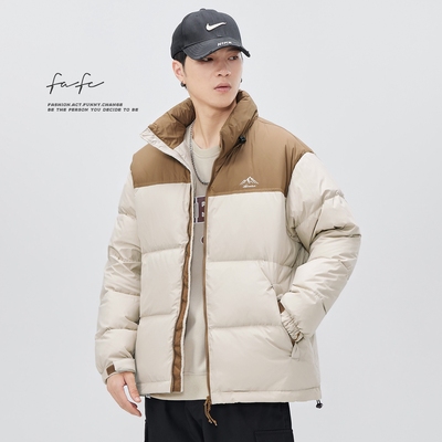 美式立领白鸭绒短款羽绒服