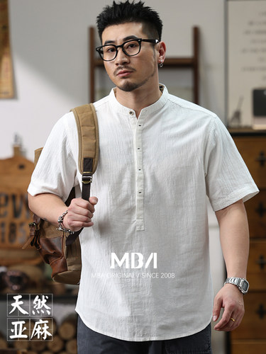 亚麻短袖夏季宽松衬衫中国风