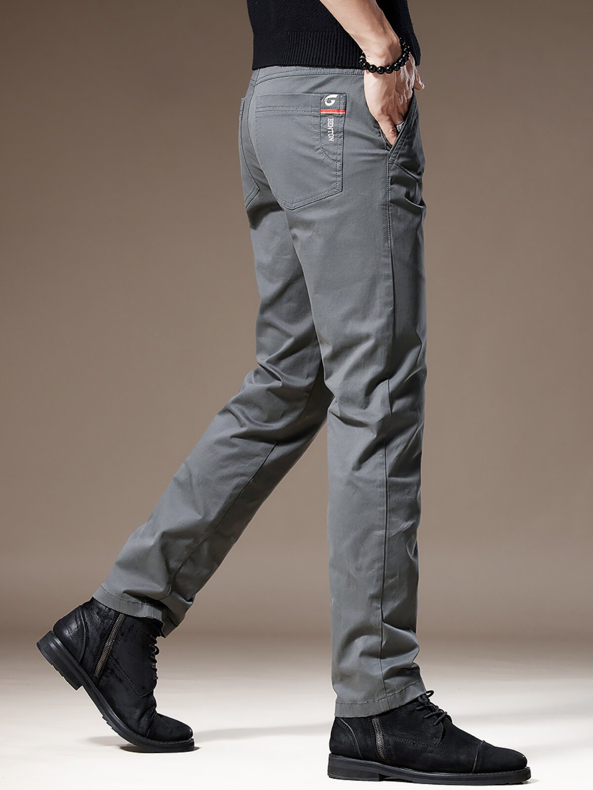 高级感男士休闲裤修身直筒2024秋季新款潮流商务西裤锥形长裤子男