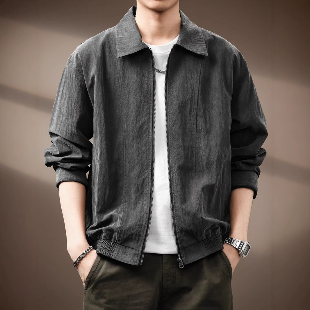 高端美式户外通勤莱赛尔夹克男2026春秋新款宽松复古轻薄上衣外套