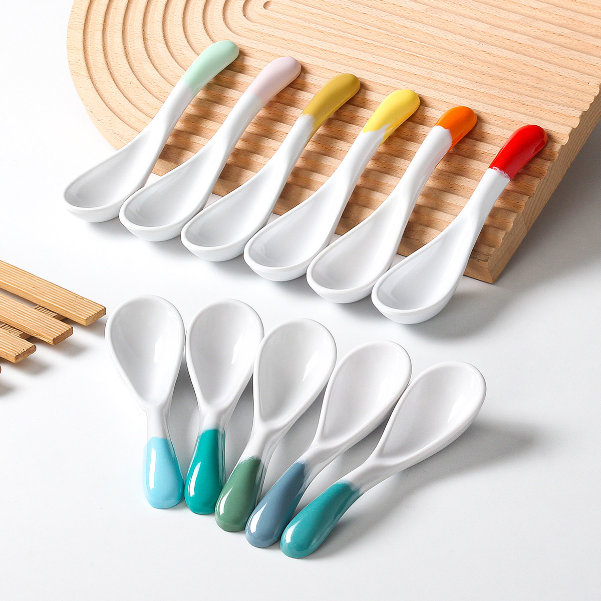 【10个装】五毫美密胺餐具创意商用调羹勺面馆汤粉汤面麻辣烫汤勺