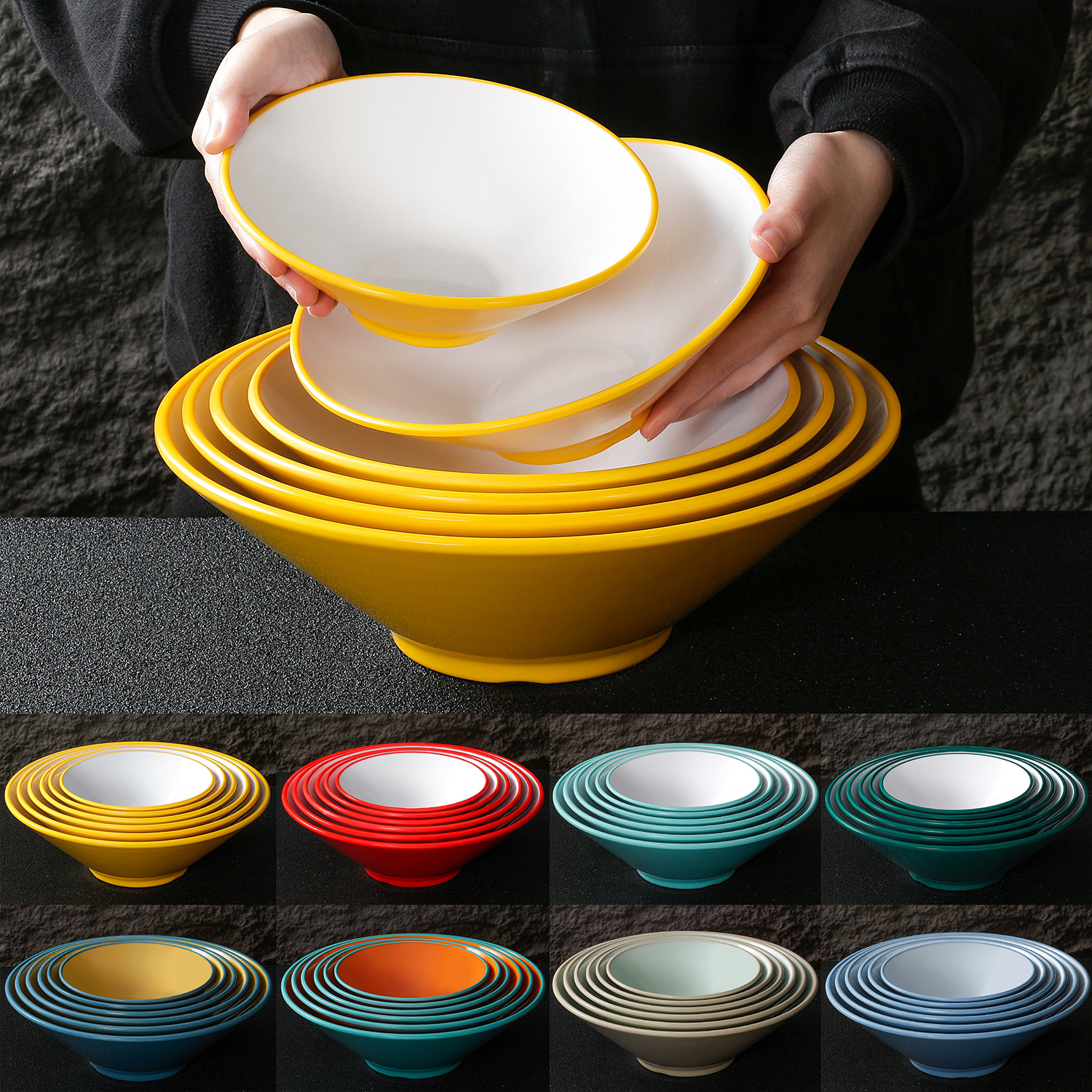 密胺面碗双色牛肉拉面碗商用仿瓷麻辣烫面馆专用碗螺蛳粉碗大碗