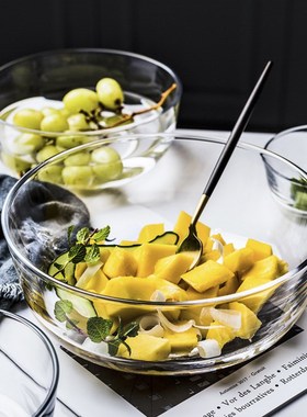 Glass salad bowl Transparent Heat-resistant bowl Large mixin