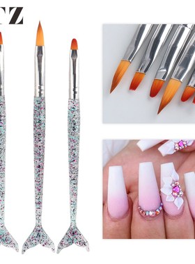 Acrylic Nail Brush UV Gel Polish Powder 3D Carving Nail Art