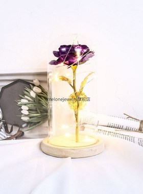 Hot Beauty And he Beast Red Rose In Glass Dome Wooden Base