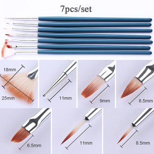 Nail Art Brush Wooden Handle Design Acrylic Builder Flat Cry