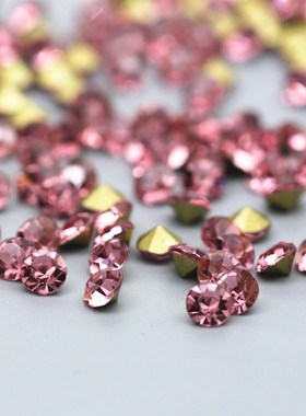SS0-SS38 Round Pink Rhinestones Glass Strass Pointback Rhine