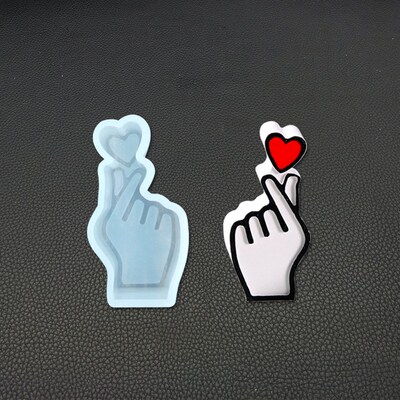 Finger Heart Silicone Mold Korean Hand Heart Cabochon Makin