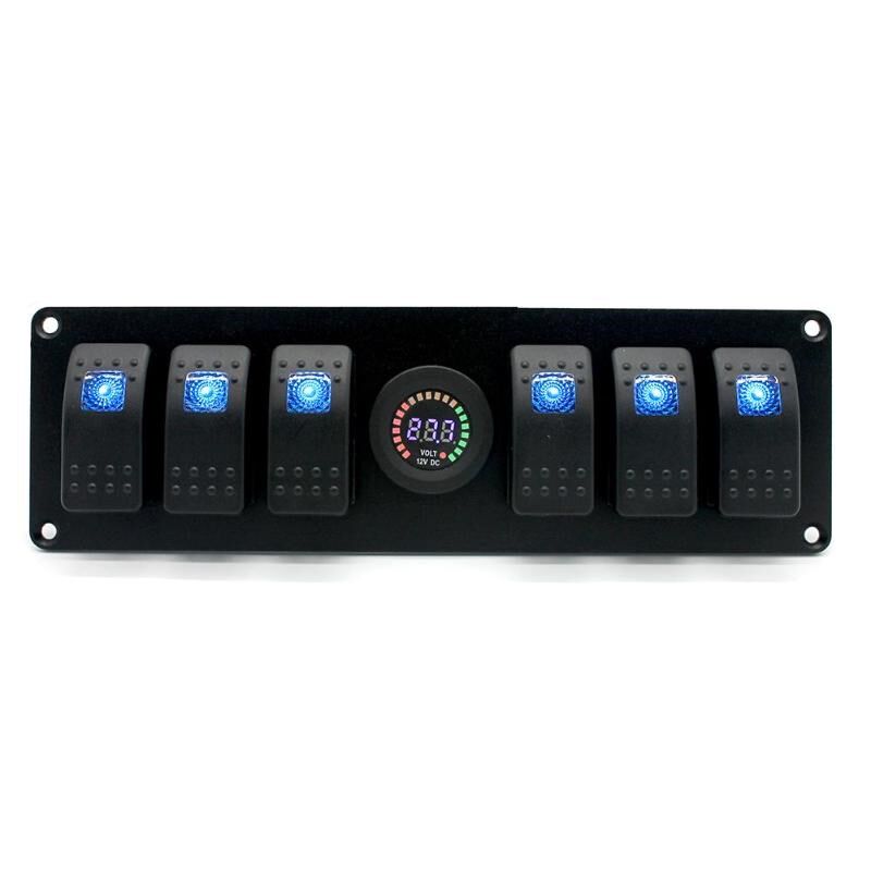 Aluminum 6 Gang Rocker Switch Panel Barco Car Boat Interior