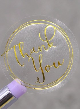 Transparent circle golden thank you labels sticker,Gift Pape