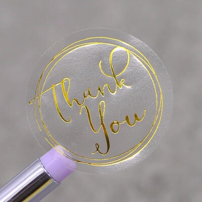 Transparent circle golden thank you labels sticker,Gift Pape
