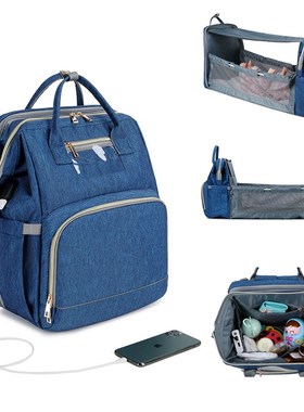 USB Diaper Bags Backpack Foldable Sunscreen Baby Bed Crib Ba