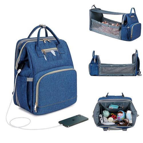 USB Diaper Bags Backpack Foldable Sunscreen Baby Bed Crib Ba