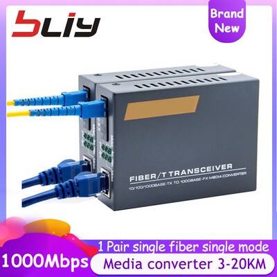 10/100/1000Mbps gigabit 3KM 20KM Media converter Fiber optic