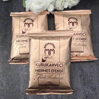 Turkish Coffee Kurukahveci Mehmet Efendi Set of 3 x100 gr ,