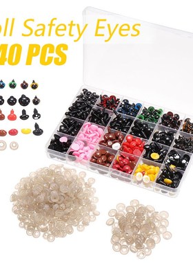 1040Pcs 6mm 14mm Plastic Safety Eyes Noses Boxes For Teddy