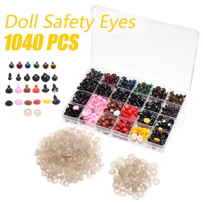 1040Pcs 6mm 14mm Plastic Safety Eyes Noses Boxes For Teddy