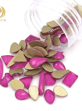 Free shipping Purple red mocha  Mixed shape flatback glass c