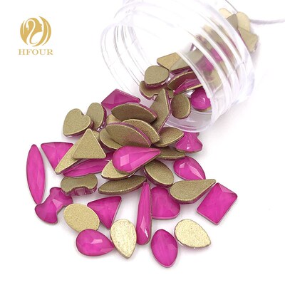 Free shipping Purple red mocha  Mixed shape flatback glass c