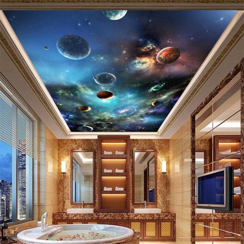 wellyu customized large mural green 3d wallpaper space star